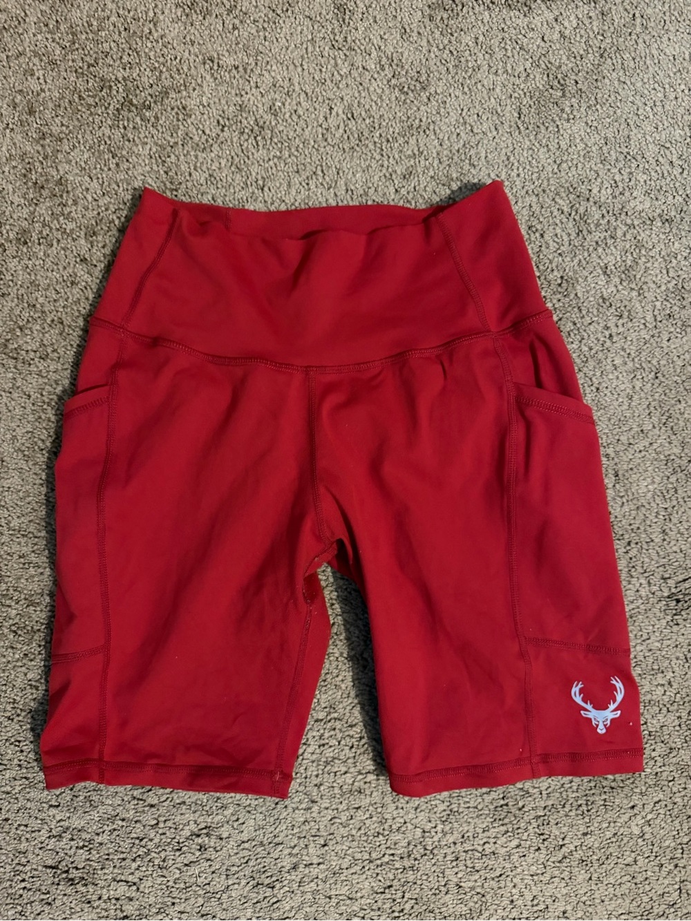 Bucked up Red High-Waist Women’s biker shorts